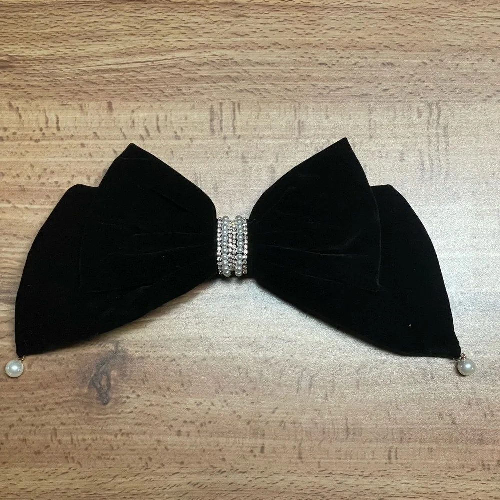 Oversized Red Velvet Bow French Barrette Hair Clip